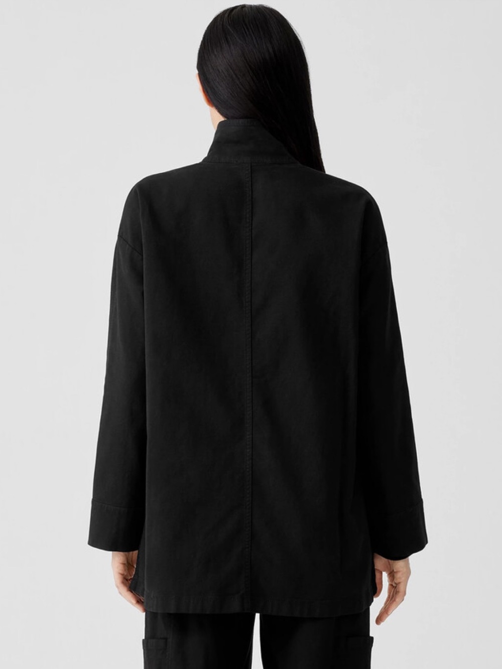 Eileen Fisher Cotton Hemp Stretch Stand Collar Jacket - Picture 4 of 12